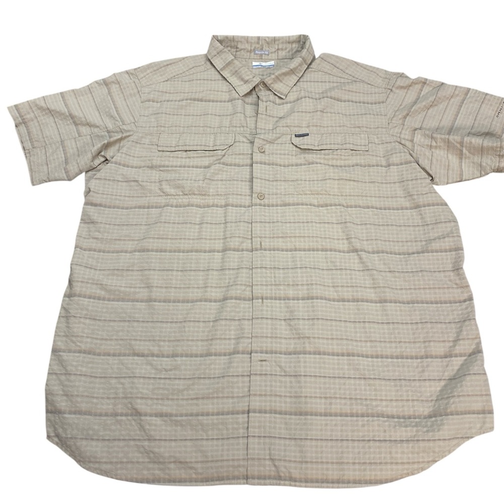 Columbia Men's Beige Plaid Button Down Shirt